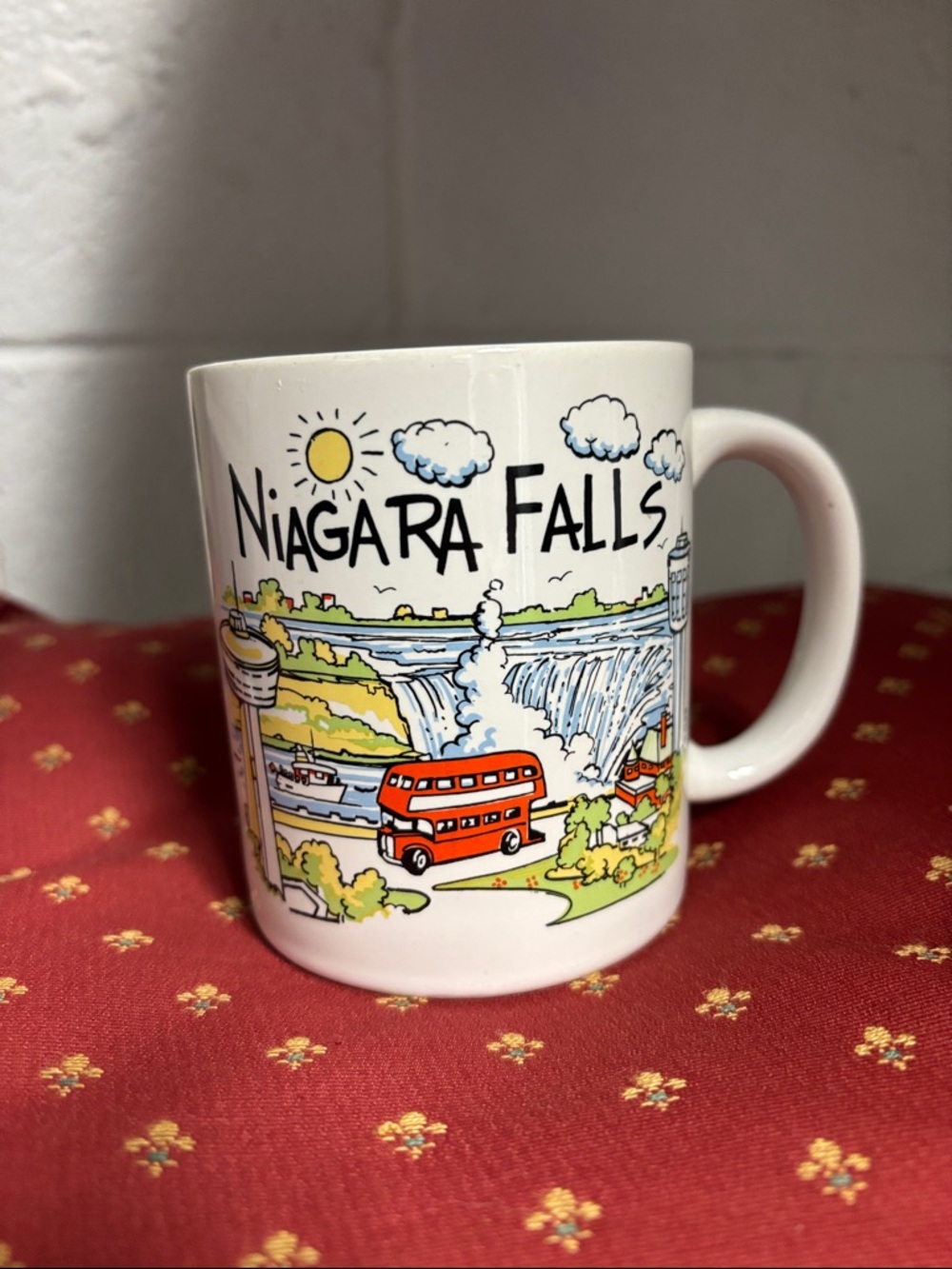 Niagara Falls Souvenir Mug - White with Colorful Illustration